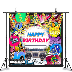 Lofaris Bright and Shiny Amazing Happy 90S Birthday Backdrop