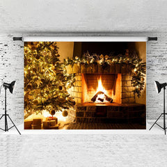 Lofaris Bright Chrismas Tree Gift And Stone Brick Backdrop