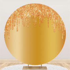 Lofaris Bright Golden Glitter Round Birthday Party Backdrop