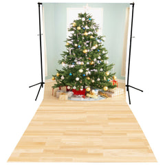 Lofaris Bright Wood Bauble Christmas Tree Photo Backdrop