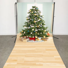 Lofaris Bright Wood Bauble Christmas Tree Photo Backdrop