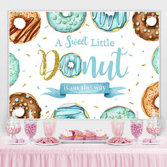 Lofaris Brown And Blue Glitter Donut Theme Baby Shower Backdrop