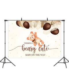 Lofaris Brown Bear Glitter Balloon Baby Shower Backdrop