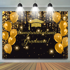 Lofaris Brown Glitter Balloon Congratulation Grad Backdrop