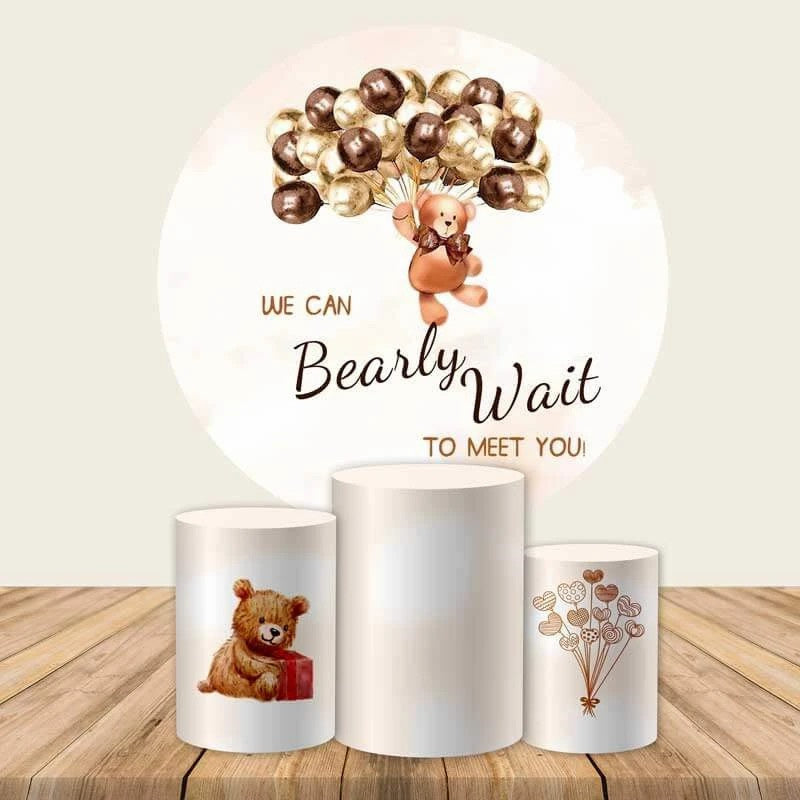 Lofaris Brown Teddy Bear Balloon Baby Shower Backdrop Kit