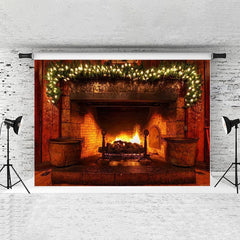 Lofaris Brown Warm Chrismas Fireplace Decoration Backdrops