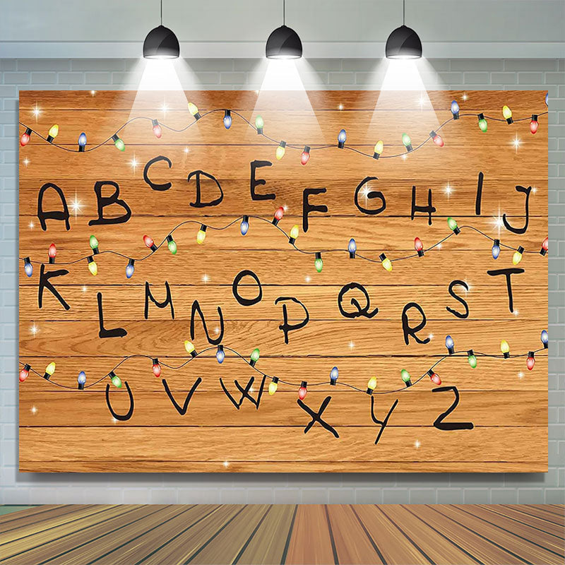 Lofaris Brown Wood And Colourful String Letter Birthday Backdrop