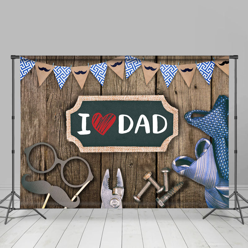 Brown Wooden I Love Dad Happy Fathers Day Backdrop – Lofaris