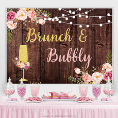 Lofaris Brunch And Bubbly Girls Day Wooden Party Backdrop