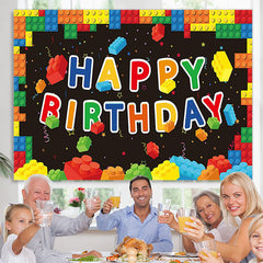 Lofaris Building Blocks Colorful Birthday Backdrop for Kids