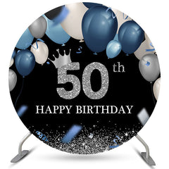 Lofaris Bule Balloons Theme Happy 50Th Birthday Circle Backdrop