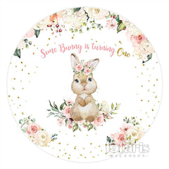 Lofaris Bunny Is Turning One Happy Birthday Circle Backdrop