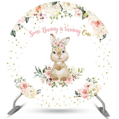 Lofaris Bunny Is Turning One Happy Birthday Circle Backdrop