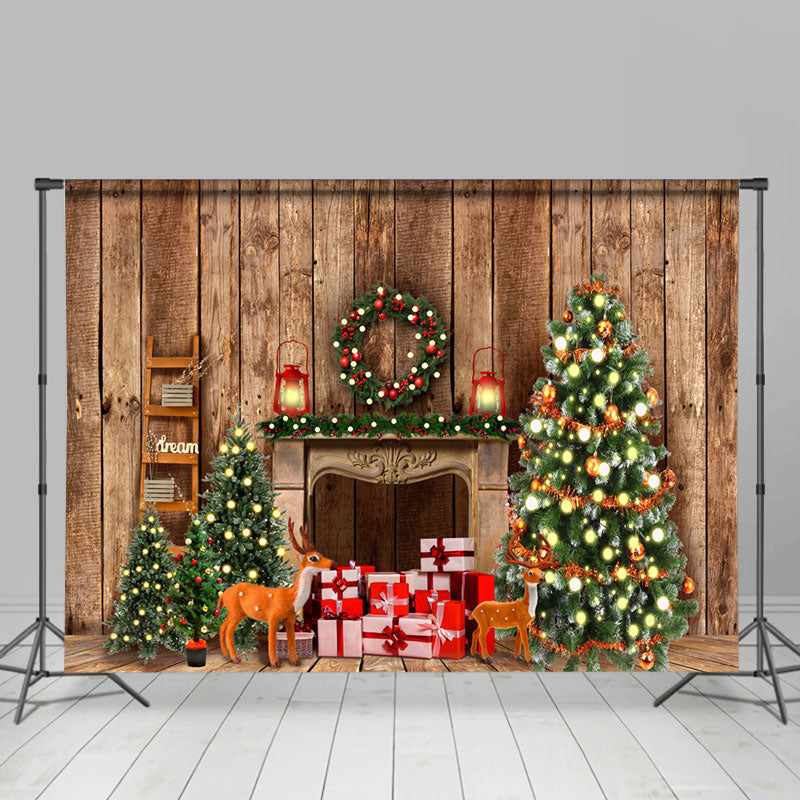 Lofaris Cabin With Lights Merry Christmas Holiday Backdrop