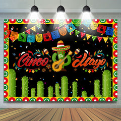 Lofaris Cacti And Bunting Mexican Fiesta Theme Backdrop