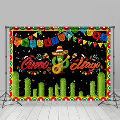 Lofaris Cacti And Bunting Mexican Fiesta Theme Backdrop