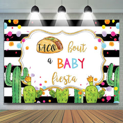 Lofaris Cactus Black and white stripes Baby Shower Backdrop