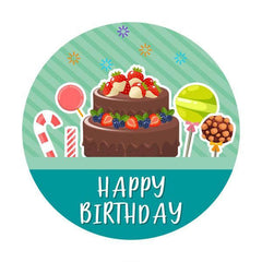 Lofaris Cake And Candy Green Round Happy Birthday Backdrop