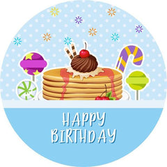 Lofaris Cake With Candy Blue Round Birthday Backdrop For Boy