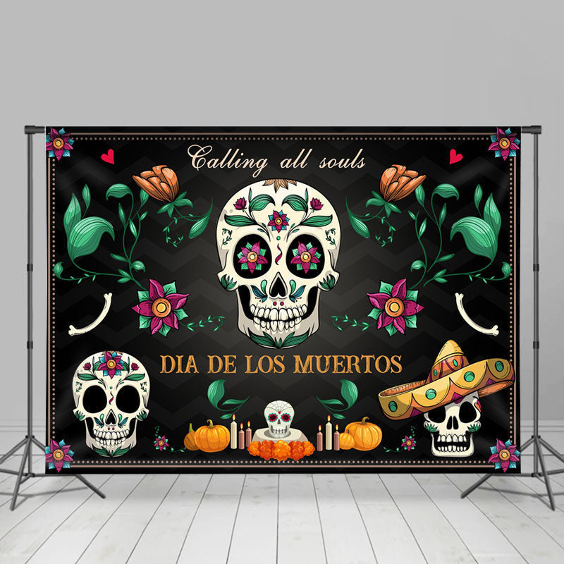 Lofaris Calling All Souls Happy Mexican Fiesta Floral Backdrop