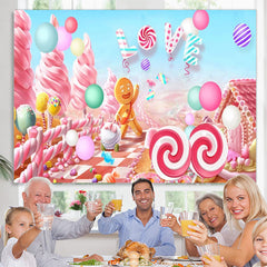 Lofaris Candy Land Ginger Bread Girl Kids Birthday Backdrop