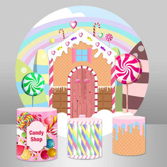 Lofaris Candy Shop Rainbow Round Backdrop Kit For Birthday