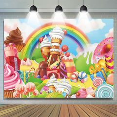 Lofaris Candyland Sweet Rainbow For Girl Birthday Backdrop