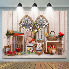 Lofaris Carrot And Bunny With Wood Box Floral Backdrop