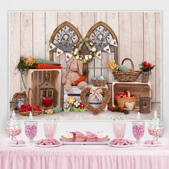 Lofaris Carrot And Bunny With Wood Box Floral Backdrop