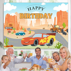 Lofaris Cartoon Car Happy Birthday Backdrop For Party Decor