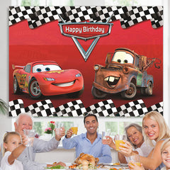 Lofaris Cartoon Cars Mobilization Happy Birthday Backdrop For Kids