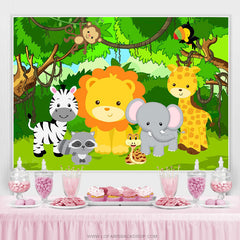 Lofaris Cartoon Cute Little Forest Animals Happy Birthday Backdrop