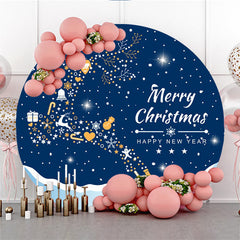 Lofaris Cartoon Deer White Snow Merry Christmas Round Backdrop