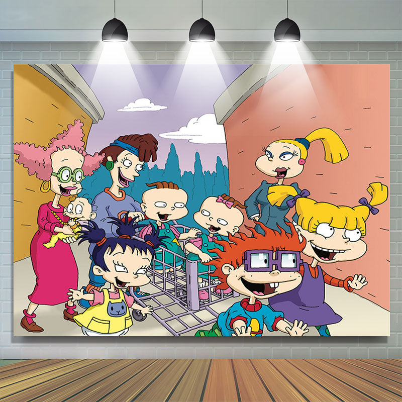 Cartoon Family Shopping Birthday Rugrats Backdrops- Lofaris