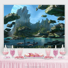 Lofaris Cartoon Floating Stone World Birthday Backdrop