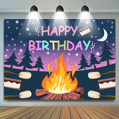 Lofaris Cartoon Forest Night Theme Happy Birthday Backdrop