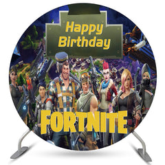 Lofaris Cartoon Game Character Round Happy Birthday Backdrop