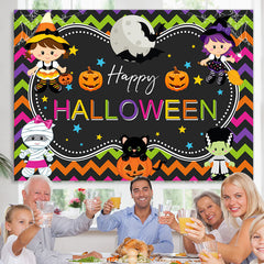 Lofaris Cartoon Little Girls Happy Halloween Theme Backdrop