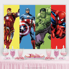 Lofaris Cartoon Movie Super Heroes Birthday Backdrop For Boy