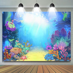 Lofaris Cartoon Sea World Blue Happy Birthday Party Backdrop