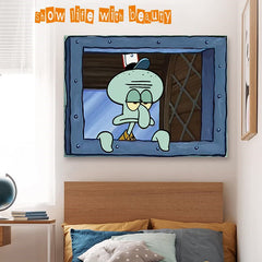 Lofaris Cartoon Squidward Krusty Krab Window Wall Tapestry