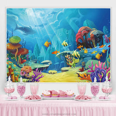 Lofaris Cartoon Under The Sea World Birthday Banner Backdrop