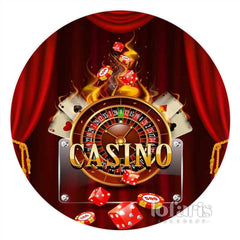 Lofaris Casino Night Red Card Flame Birthday Round Backdrop