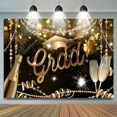 Lofaris Champagne Pearls Bokeh Congrats Grad Backdrop