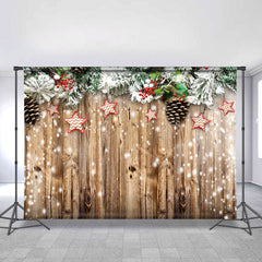 Lofaris Chrismas Decoration Star Abd Glitter Wood Backdrop