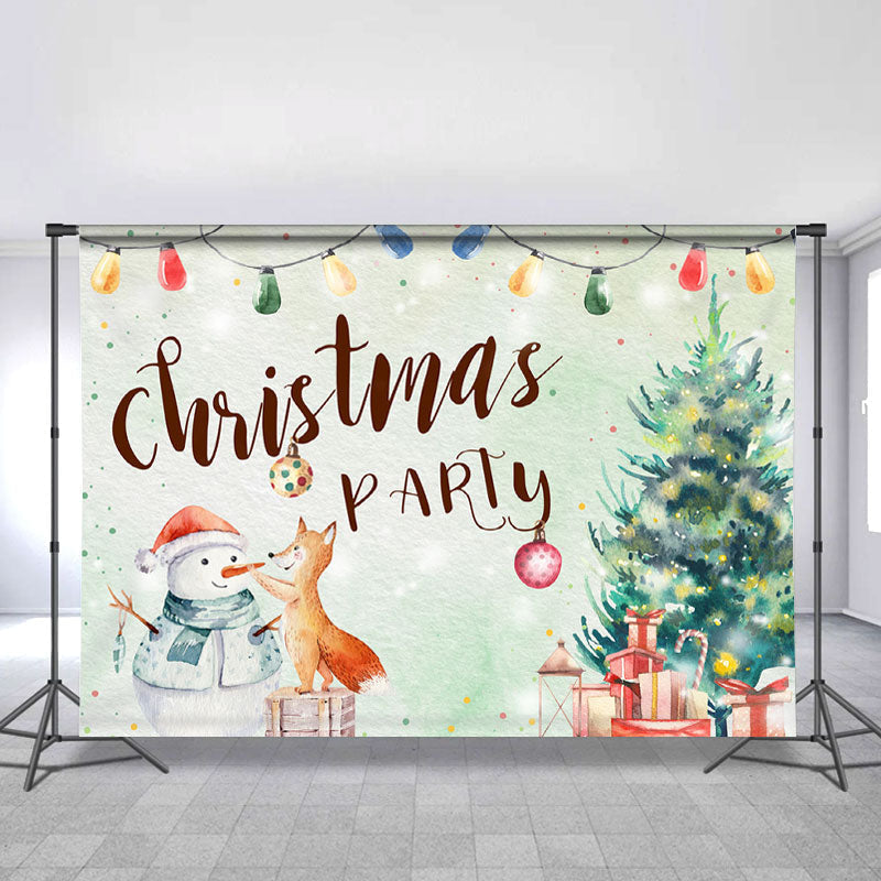 Lofaris Chrismas Tree And Snowman Green Backdrop For Party