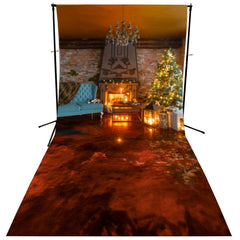 Lofaris Christmas Fireplace Light Classic Photo Backdrop