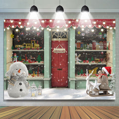 Lofaris Christmas Shop Glitter Light Snowman Backdrop