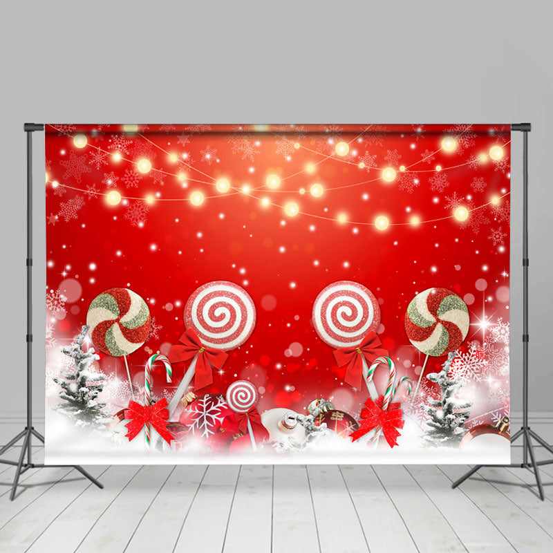 Lofaris Christmas Tree Candy Red Bokeh Backdrop for Party