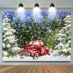 Lofaris Christmas Tree Snowflake Red Car Winter Backdrop for Party